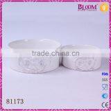 White Glazed Round Ceramic Pet Food Bowl thumbnail-1