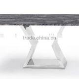 Modern Dining Table With Marble Top and Chrome Base thumbnail-2