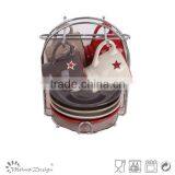 POPULAR COFFEE CUP&SAUCER SET WITH METAL RACK thumbnail-1