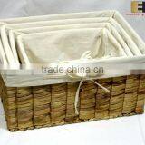 Square Water Hyacinth With Cotton Storage Baskets/tray thumbnail-1