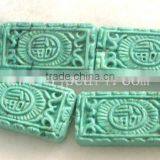 16inch 15*30mm Green Carved Turquoise Loose Beads thumbnail-1