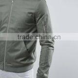 Best Price High Quality New Design Durable Ribbed Collar Cotton Spandex Grey Slim Fit Zip Opening Casual Men Plain Bomber Jacket thumbnail-3