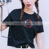Women's Combed Cotton O-neck Short T-shirt Custom Embroidered T-shirt Wholesale in China thumbnail-2