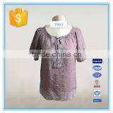 Ladies Latest Fashion Design Blouses And Tops Tie Front Open Embroidery Design thumbnail-1