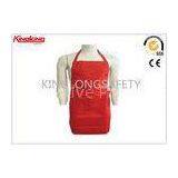 Promotional Customized Red / White Cooking Bib Aprons With Pockets