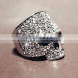 A069 Alloy Silver Rhinestone Fashion Childrens Skull Rings thumbnail-1