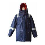 Anti Static Hooded Fire Resistant Winter Coat With Reflective Tape 250gsm