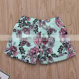 2019 Cotton Infant off Shoulder Short Sleeve Blue Bodysuit + Floral Girls Tutu Shorts Set Infant Romper 2Pcs/Set thumbnail-5