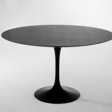 Eero Saarinen Modern Tulip Style Black Kitchen White Marble Top Round Dining Table and Chairs thumbnail-5