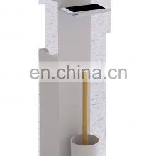 2022 Hot Sale Iron Powder Coating Bamboo Toilet Roll Paper Holder With Toilet Brush thumbnail-4