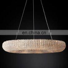 Custom Deluxe Halo Circular Smoke Gray Crystal Industrial Metal Pendent Light for Home Hotel Bar Ceiling Suspension Lighting thumbnail-4