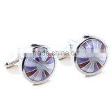 Fashion Stainless Steel Men's Jewelry Polish Silver Cufflinks Round Colorful Cat Eyes Stone, Cat Eyes Cufflinks thumbnail-1