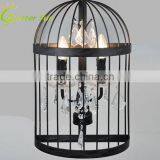 Rural Style Archaize Color 2 Lights Wrought Iron Cage Crystal Wall Lamp thumbnail-1