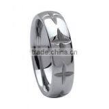 Exwork Price tungsten Finger Ring with cross pattern