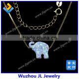 White Snow OP17 Synthetic Fashion Elephant Opal Gems Necklace Jewelry thumbnail-3