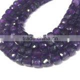 WHOLESALE LOT NATURAL AMETHYST APPROX 7X7-8X8MM BOX FACETED LOOSE BEADS thumbnail-1