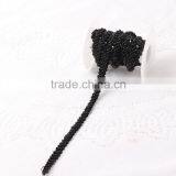 2016 Wholesale 1cm High Quality Fashion Design Black Fancy Embroidery Beaded Chain Lace Trim thumbnail-2