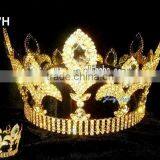 King Rhinestone Tiara Full Round Large Pageant Crown thumbnail-1