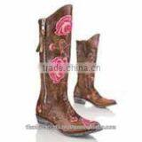 Wholesale Wedge Short Boots Women Motorcycle Zipper High Heel Leather Boots Casu thumbnail-2