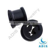 Logo Hollow Black Silicone Ear Flesh Tunnel