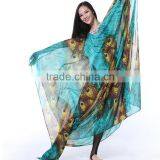 Wuchieal Printed Cotton and Chiffon Belly Dance Gown