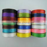 Factory Supply colorful satin ribbon with gold wire gold edged