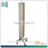 Free Standing Metal 3 Sided Orifice Plated Cosmetic Hanging Display Stand Shelving HSX-S0114