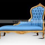 European Palace Royal Chair, Luxury Design Comfortable Gold Trim With Flower Carved Chaise Lounge thumbnail-5