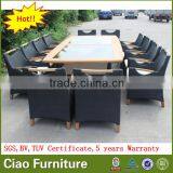 Luxury Outdoor Extended Glass Dining Table and Teakwood Chairs thumbnail-3