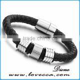 Wholesale Stainless Steel Charm pu Leather Bracelet Man thumbnail-5