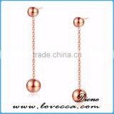 Latest Simple Stainless Steel Design Rose Gold Long Earrings Women Jewelry thumbnail-2