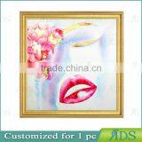 High quality lips oil painting with Gold Foil