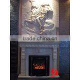 Hand Carved Double Marble Fireplaces With Horse Relief thumbnail-1