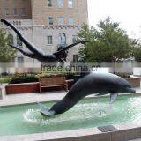 Outdoor Garden Decoration Metal Craft Bronze Dolphin Outdoor Statues thumbnail-2