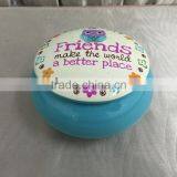 Customer Handpainted White Ceramic Jewelry Gift Box Round thumbnail-1