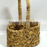 Natural Water Hyacinth Storage Baskets With Handle thumbnail-1