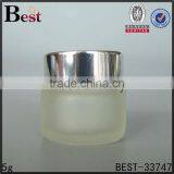 China Cosmetics Cream Frosted Glass Jar 5ml Mini Glass Jar Vial With Shiny Silver Lid thumbnail-1