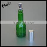 Cosmetic Packaging Green Long Neck Glass Perfume Bottle 100ml With Silver Aluminum Spray and Cover China Suppliers Wholesale thumbnail-2