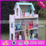 2017 New Products Lovely Children Wooden Large Dolls House W06A037 thumbnail-3