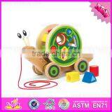 2016 Hot Sale Baby Wooden Snail Toy, Most Popular Kids Wooden Snail Toy W05B155 thumbnail-3