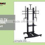 Metal TV Holder Adjustable LCD Monitor Display Mobile TV Cart With Wheel thumbnail-3