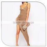 2016 Fall Season Slinky Side Ruched Open Leg Sexy Long Skirt thumbnail-2