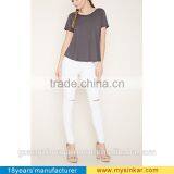 Wholesale New Fashion Crisscross Custom Cheap Summer O Neck t Shirt Back Cutcout 100% Plain Cotton Best Quality thumbnail-3