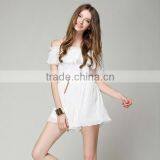 New Fashion Boat Neck Adult Short Sleeve White Color Ladies Summer Rompers thumbnail-2