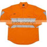 Hi Vis Reflectivet Close Front Cotton Long Sleeve Shirt Orange Cotton Safety Workwear Shirt UPF50+ thumbnail-2