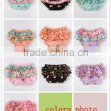 Newborn Baby Girls Pink Lace Panties Ruffles Bloomers Diaper Covers Baby Bloomers With Flower Headband