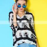 2015 HOYUGO Latest Printed Blouse Designs, Model Loose Blouse, Lao Silk Blouse Wholesale Manufacturer in China. thumbnail-1