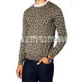 Fashionable Crew Neck Leopard Pattern Cotton Long Sleeve Men Pullover Sweater thumbnail-2