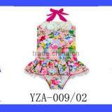 Hot Sale Kids Halter Floral Printed Flower One Piece Little Girl Modeling Swimwear Dress Beach Clothes thumbnail-6