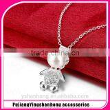 Fashion 925 Silver Wholesale Pearl Bear Necklace thumbnail-1
